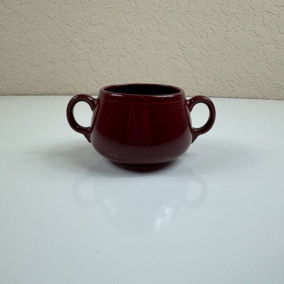 Fiesta Ware 4 Piece Sugar Bowl Creamer Set w/Tray Cinnabar Retired Serveware - Picture 3 of 13